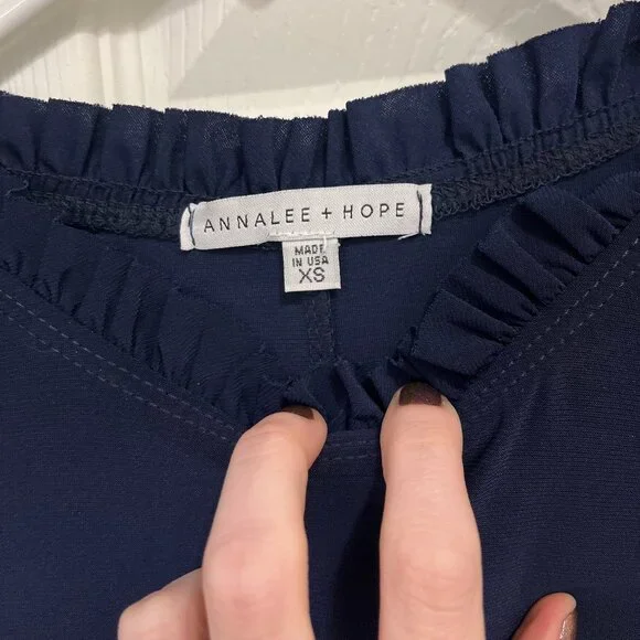 Navy Blue *Mock Neck* Mini Dress w/ Ruffles | XS | Simple & Sophisticated | NWOT - Picture 9 of 11